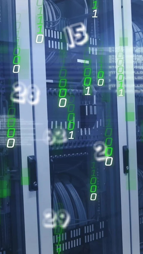Animation of numbers and data processing over computer servers Stock Footage 344011995