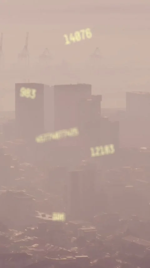 Animation of numbers and data processing over cityscape Stock Footage 344678593