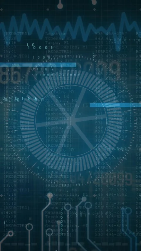 Animation of numbers and data processing over computer motherboard Stock Footage 344774570