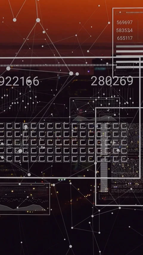 Animation of numbers and digital data processing over dark background Stock Footage 320589974