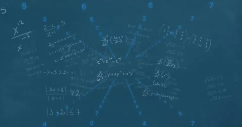 Animation of numbers and math formulas on blue background Stock Footage 329031168