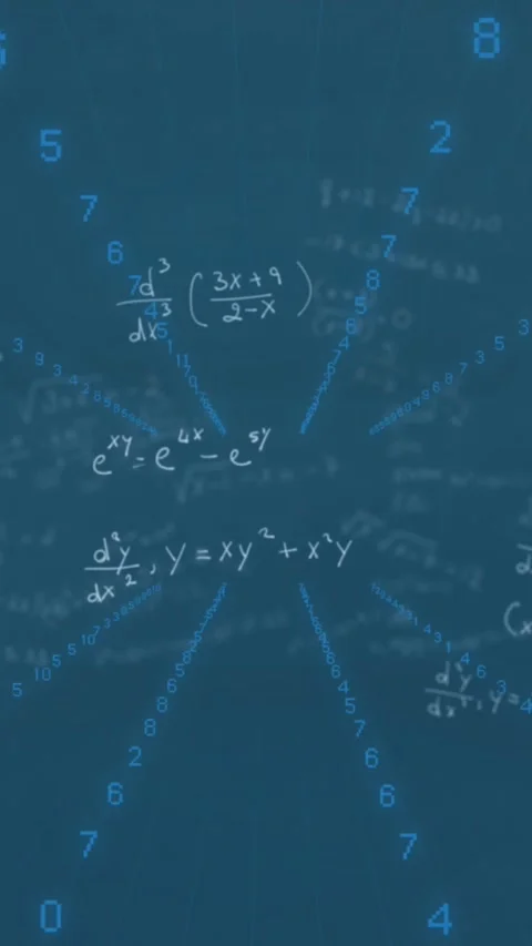 Animation of numbers and math formulas on blue background Stock Footage 344402348