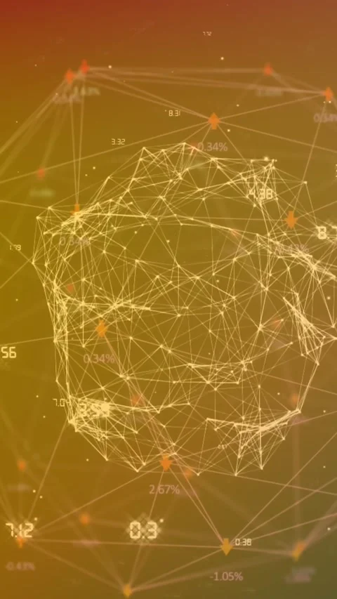 Animation of numbers around connected dots forming globes over gradient Stock Footage 344766108