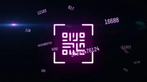 Animation of numbers changing and data processing over qr code Stock Footage 327847012