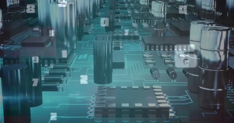 Animation of numbers changing over computer processor Stock Footage 165162302
