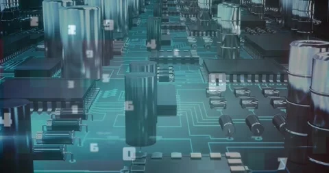 Animation of numbers changing over computer processor 库存影片 328148679