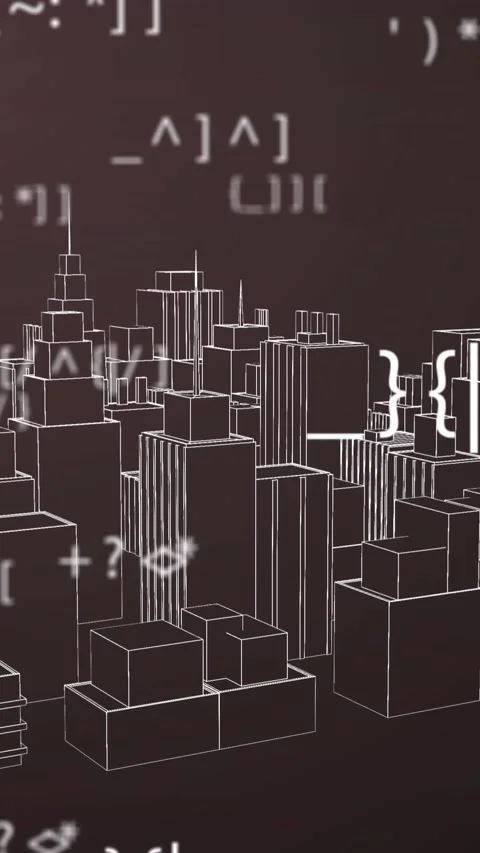 Animation of numbers changing over spinning 3d model of city Stock Footage 321216614