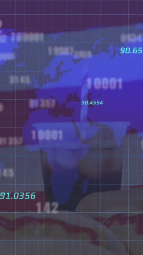 Animation of numbers changing over world... | Stock Video | Pond5