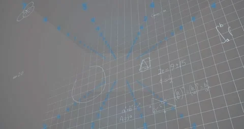 Animation of numbers, geometry and math formulas on beige background Stock Footage 329031181