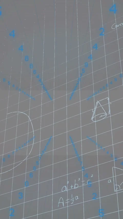 Animation of numbers, geometry and math formulas on beige background Stock Footage 344369516
