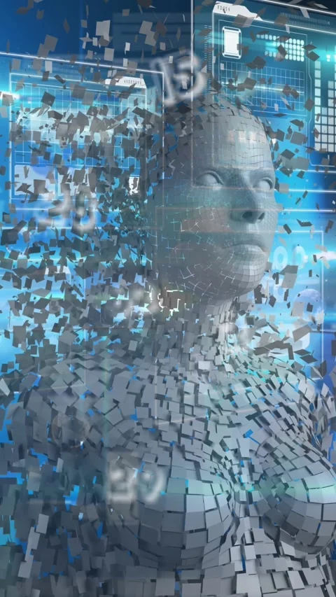 Animation of numbers over human body model and interface with data processing on Stock Footage 344765720