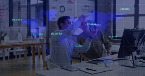 Animation of numbers over world map agai... | Stock Video | Pond5