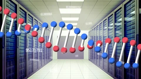 Animation of numbers processing and dna ... | Stock Video | Pond5