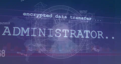 Animation of numbers, round scanner and data processing against world map on Stock Footage 329233232