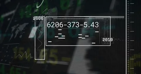 Animation of numbers on screen and data processing Stock Footage 329296014