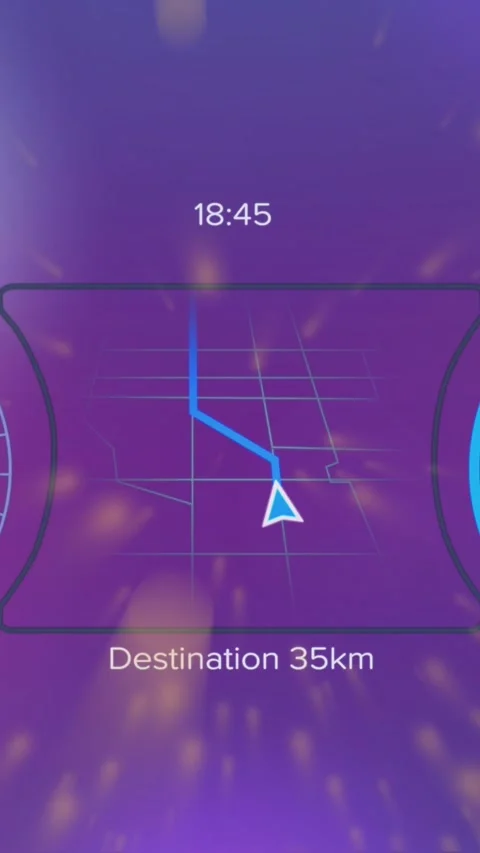 Animation of numbers in speedometer, map texture, arrow and loading circles on Stock Footage 344557118
