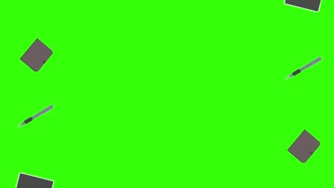 Animation of office tools on green screen, flat design elements Stock Footage 309958470