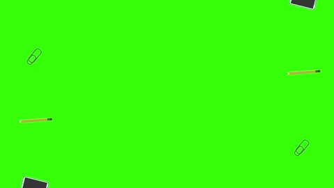 Animation of office tools on green screen, flat design elements Stock Footage 309958483
