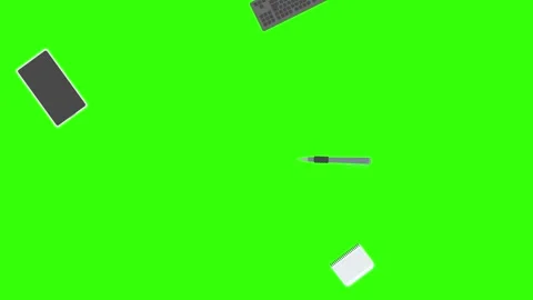 Animation of office tools on green screen, flat design elements Stock Footage 309958529