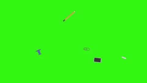 Animation of office tools on green screen, flat design elements Stock Footage 309958561