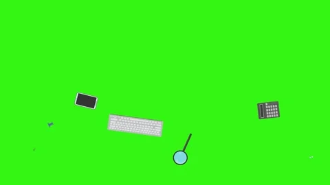 Animation of office tools on green screen, flat design elements Stock Footage 309958563