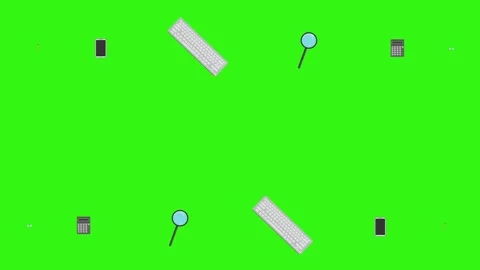 Animation of office tools on green screen, flat design elements Stock Footage 309958592
