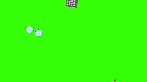 Animation of office tools on green screen, flat design elements Stock Footage 309958612