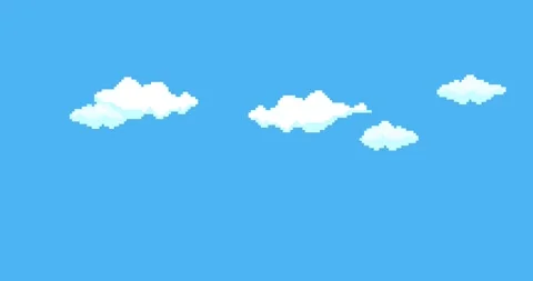 Animation of old style pixel game. Pixel art game background. Ground, grass, sky Video stock 279254212
