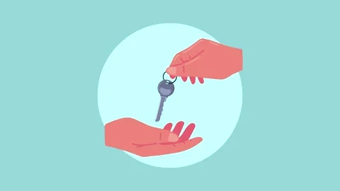 Animation of one hand giving keys to another hand representing property own.. Stock-Footage 339071115