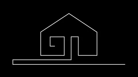 Animation of one line drawing of an home. Planning, design and development .. Stock Footage 294676899