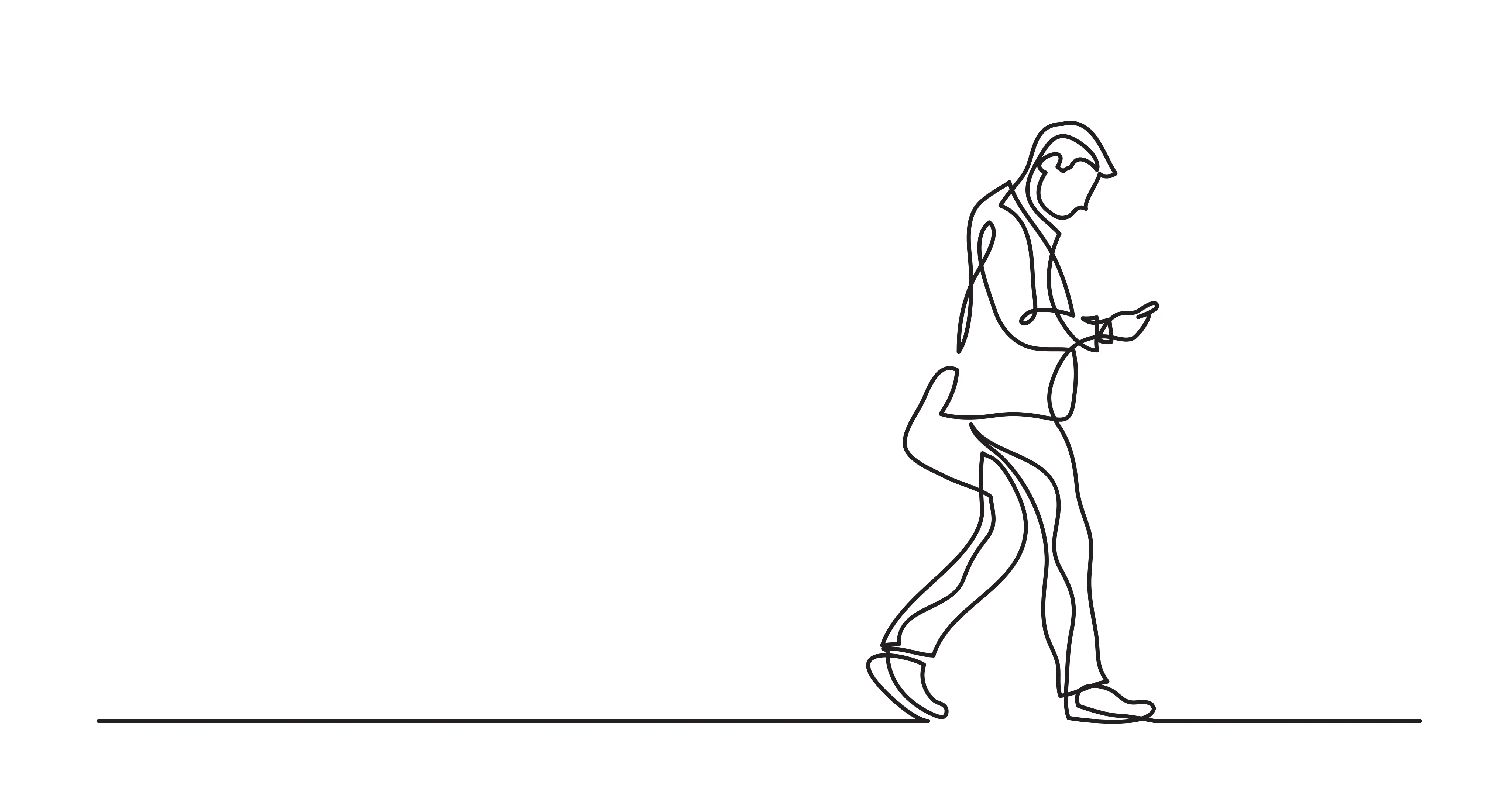 Monochrome pencil sketch of a man walking alone on Craiyon