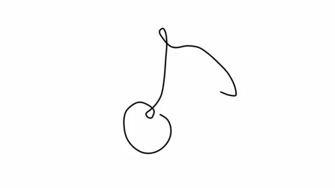 Animation of one line drawing of whole healthy organic cherries Stock Footage 242146268