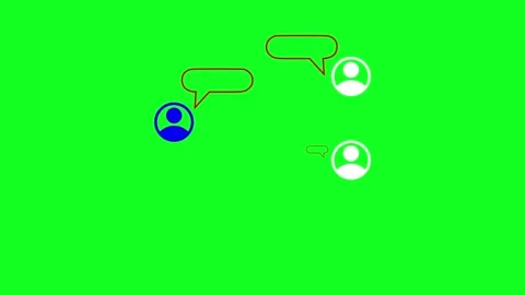 Animation of online chat message exchange with multiple users on a green sc.. Stock Footage 345547870