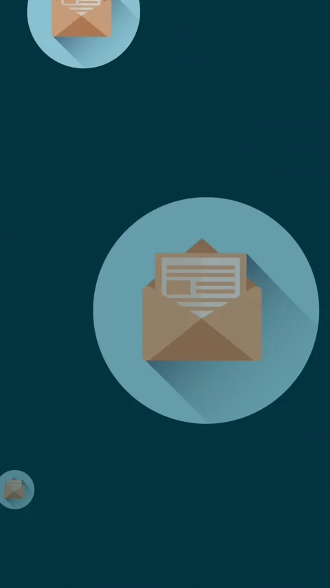 Animation of online mail envelope icons moving on blue background Video stock 342004352