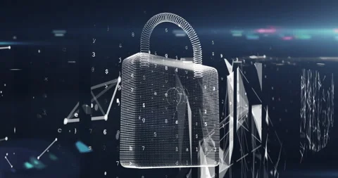 Animation of online security padlock and changing letters coding Video stock 144801830