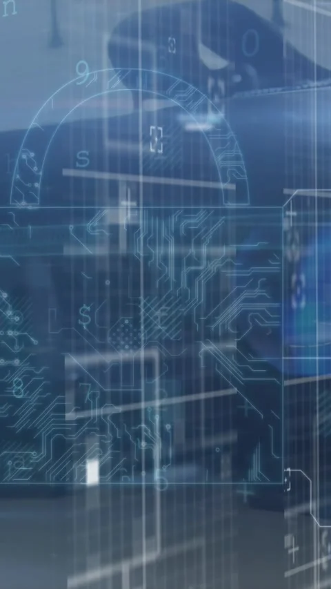 Animation of online security padlock and data processing over vr headset Stock Footage 342599639