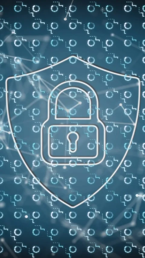 Animation of online security padlock and network of connections over dark Stock Footage 342914580