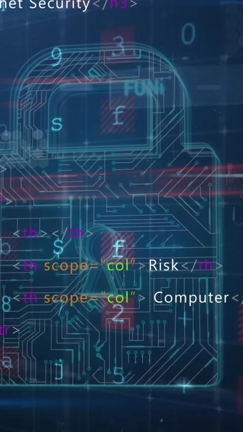 Animation of online security padlock and data processing Stock Footage 343867705