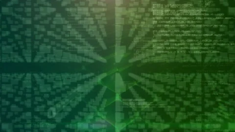 Animation of online security padlock, data processing over grid Video stock 327584019