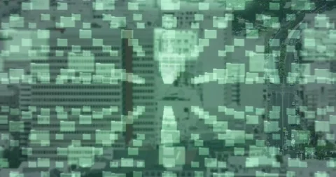 Animation of online security padlock over rows of computer folders Stock Footage 155778121