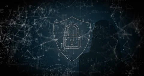 Animation of online security padlock over network of connections in background Stock Footage 329769592