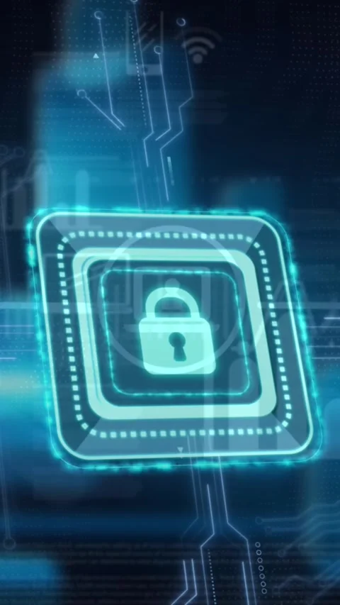 Animation of online security padlock over motherboard and data processing Stock Footage 344524656