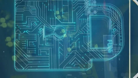 Animation of online security padlock, pattern and data processing Stock Footage 312570453