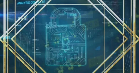 Animation of online security padlock, pattern and data processing Stock Footage 328010449