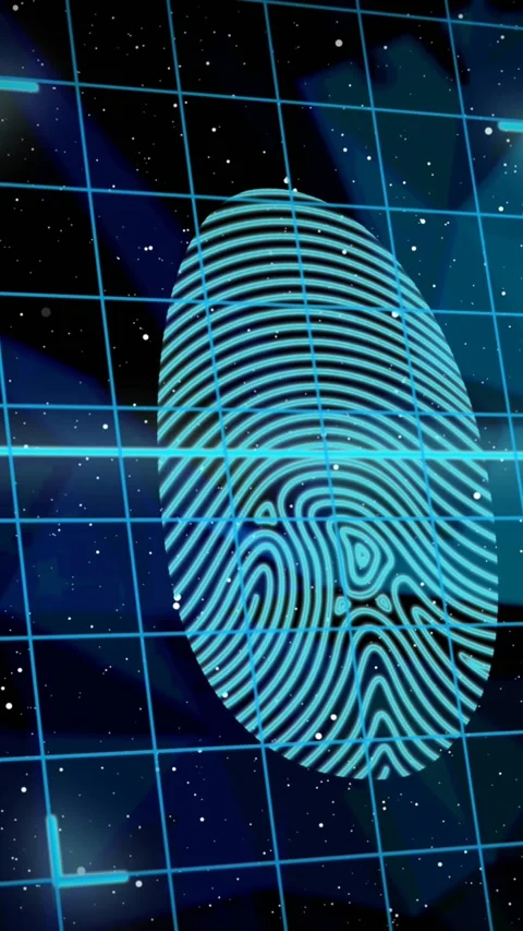 Animation of online security padlocks with biometric fingerprint and data Stock Footage 342136271