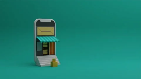 Animation of online store using smartphone Stock Footage 266765288