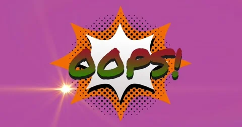 Animation of oops text over retro star speech bubble on pink background Stock Footage 214590698