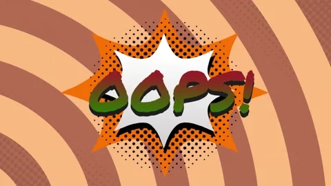 Animation of oops text over vintage speech bubble and stripes Stock Footage 244867396