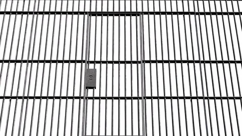 Animation of open and closed Jail bars door isolated on white background 動画素材 71011099