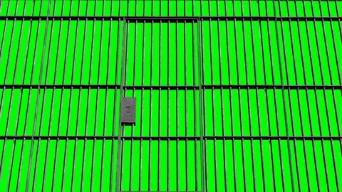Animation of open and closed Jail bars door isolated on Green Screen 動画素材 71011121